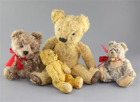 Chad Valley, Steiff, Zotty two bears 1960s, tallest 15in.